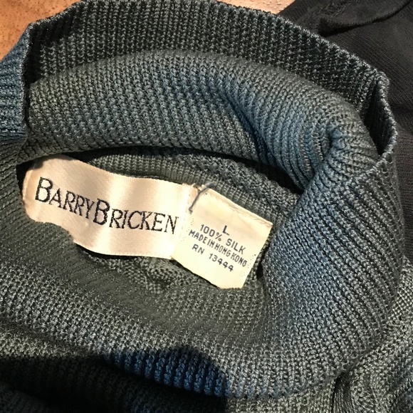 Barry Bricken silk turtleneck steel blue, L - Picture 3 of 4